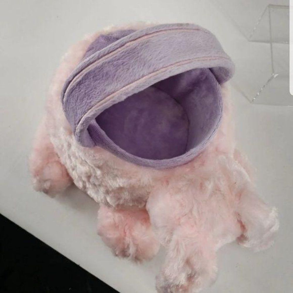 Animal Adventure Pink Plush Bunny Easter Basket Shaggy‎ Faux Fur Purple Handle - Picture 5 of 7